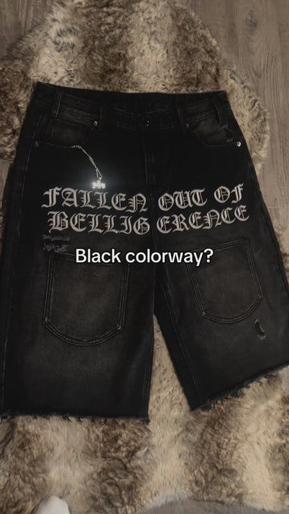 FOB BLACK MULTI-POCKET DENIM JORTS [PRE-ORDER]